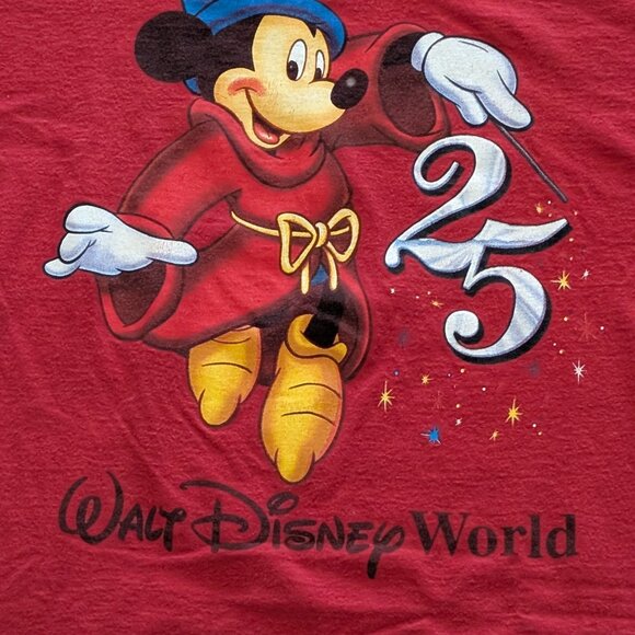 90's Walt Disney World 25th Anniversary Fantasia Mickey T-Shirt - Size L - Picture 2 of 6